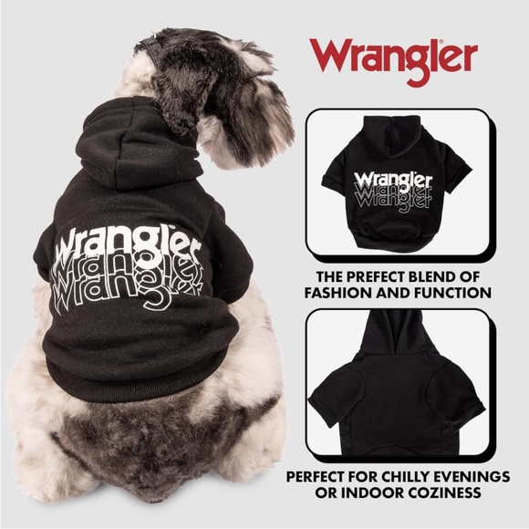 Wrangler Dog Hoodie - Fleece Dog Sweater with Leash Hole, Cold Winter Sweatshirt - Picture 5 of 14